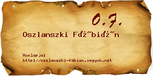 Oszlanszki Fábián névjegykártya